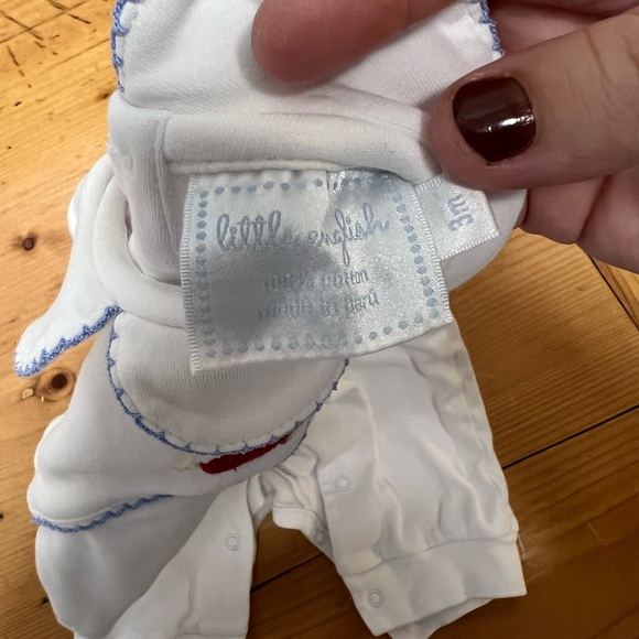 Little English White Bodysuit with Red Wagon Embroidery - Picture 3 of 4